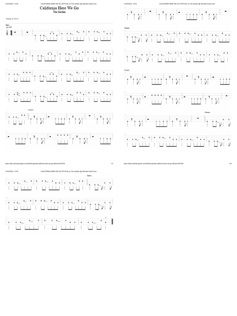 California Here We Go - The Garden Tab | PDF