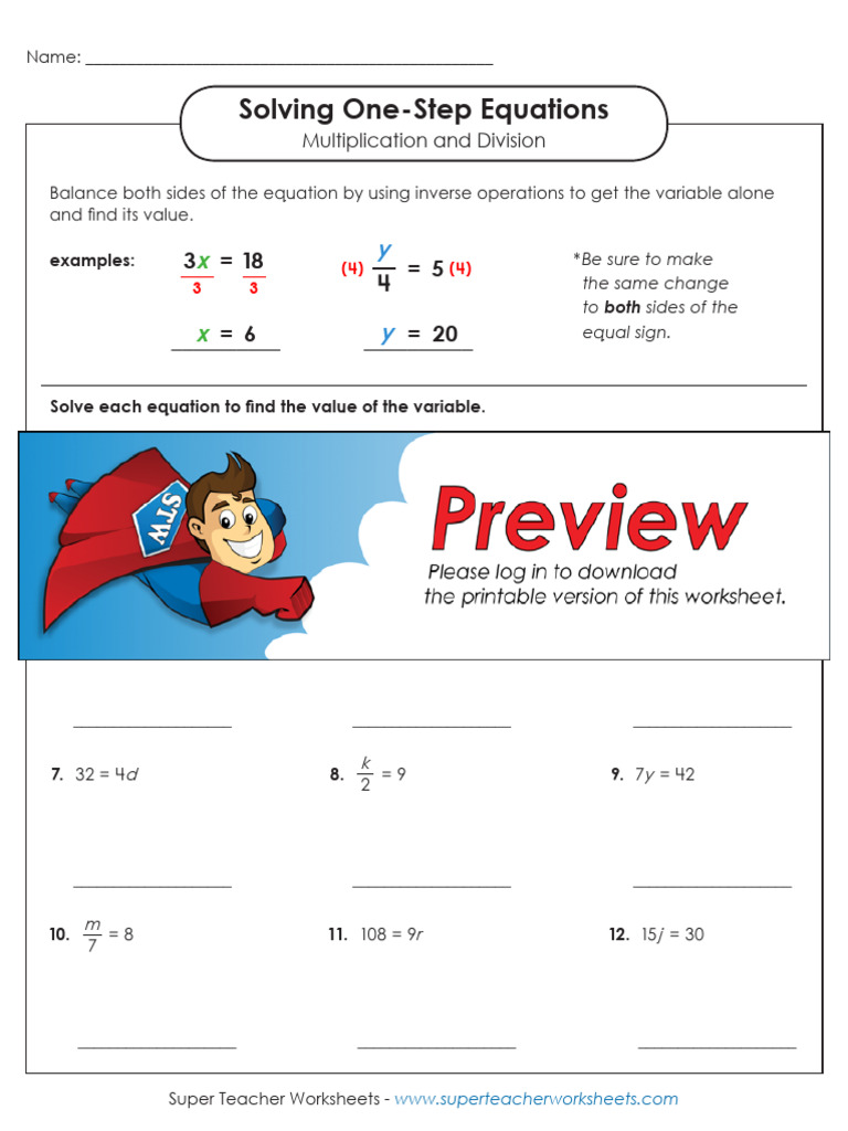 One Step Equations Multiply Divide Basic | PDF | Equations | Multiplication