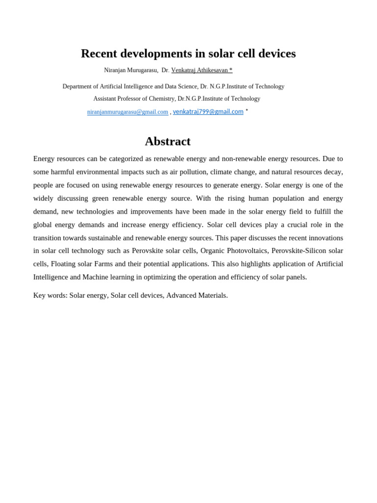 Solar Technology Abstract | PDF