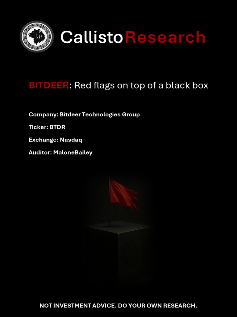Callisto Research - BTDR - Bitdeer - Red Flags On Top of A Black Box | PDF  | Cryptocurrency | Stocks