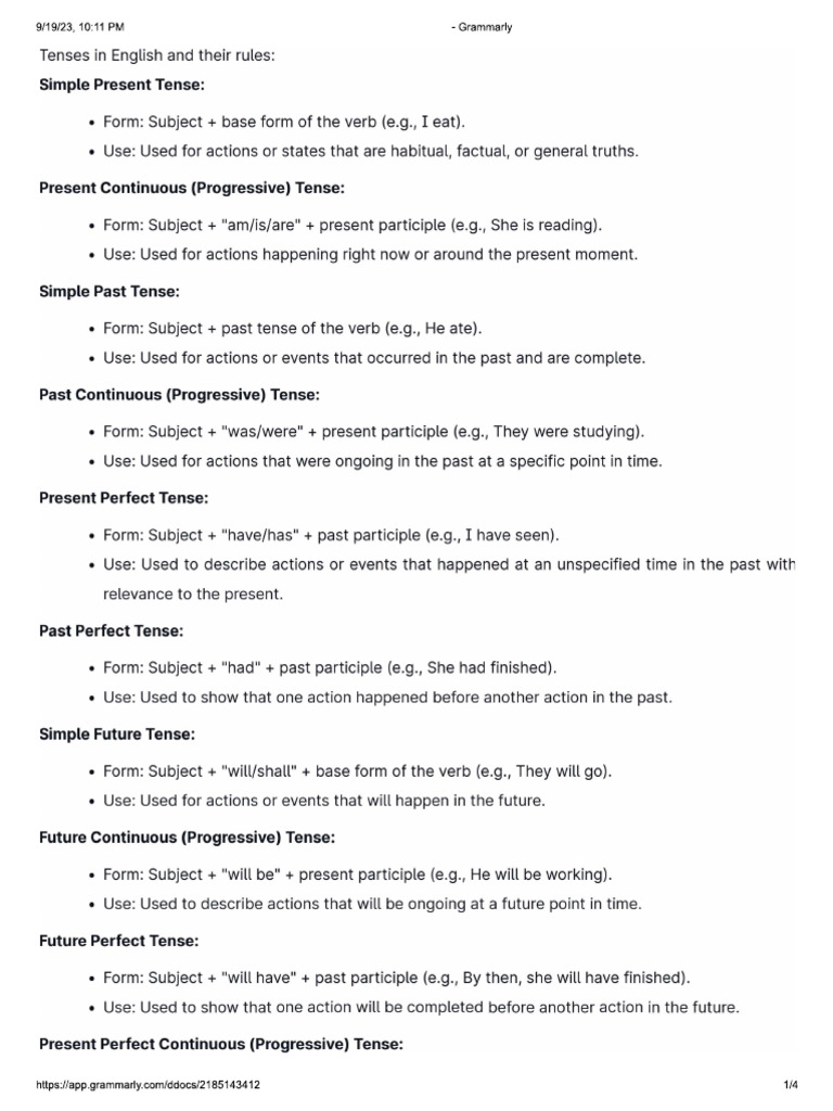 Tenses | PDF