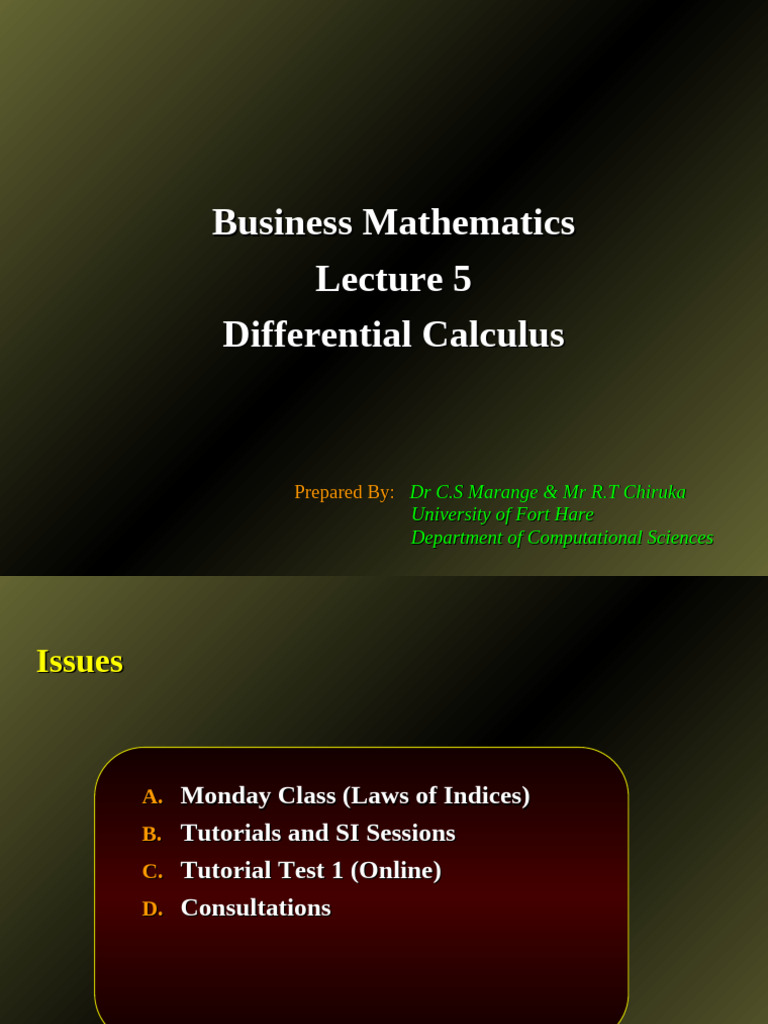 Business Mathematics: Differential Calculus | PDF | Derivative ...