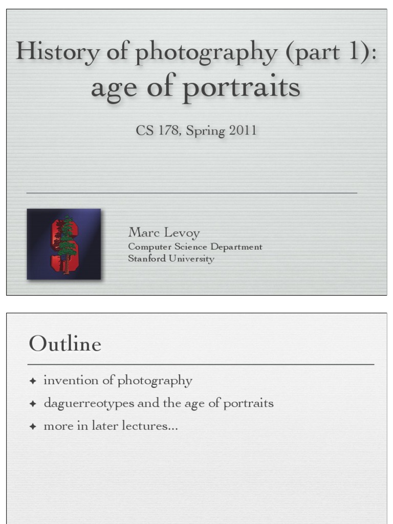 History of Photography (Part 1) Age of Portraits PDF Conservation