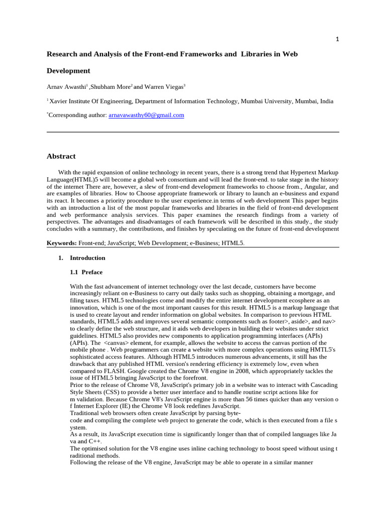 Front-end Frameworks in Web Development | PDF | World Wide Web ...