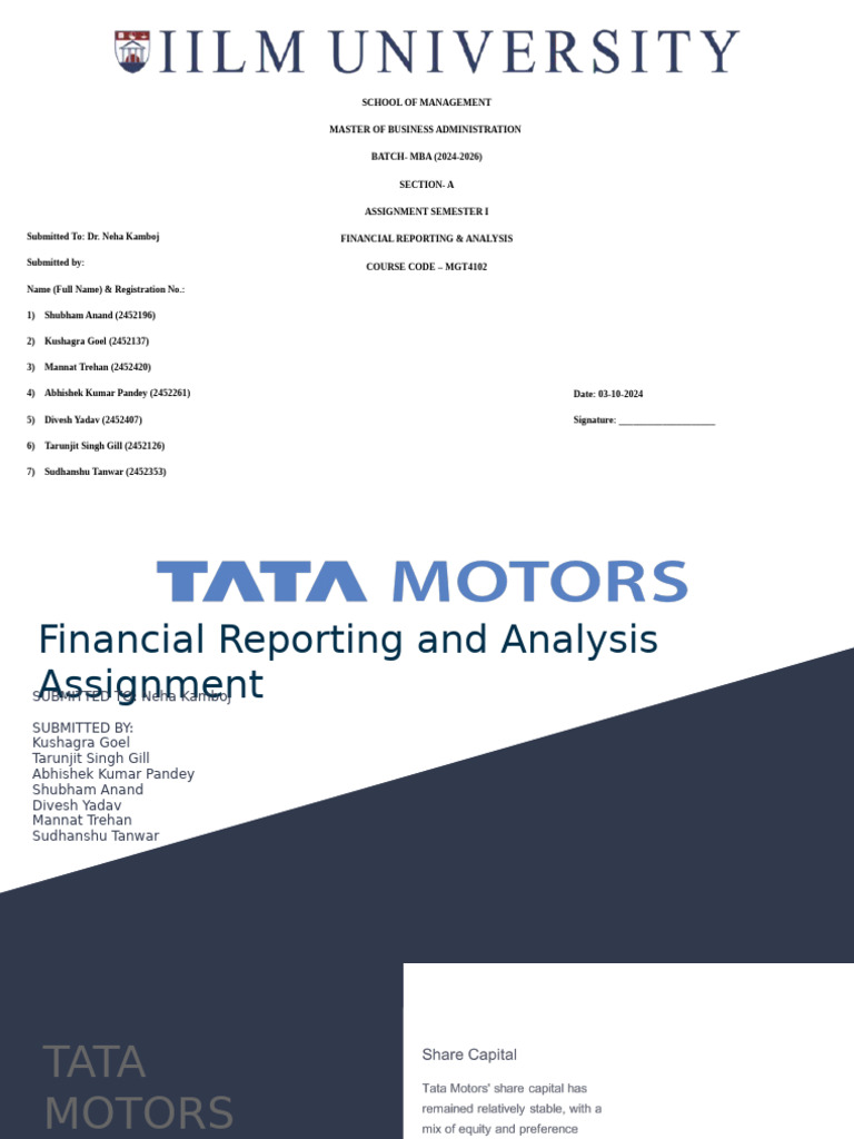 Tata Motors Financial Analysis Report | PDF