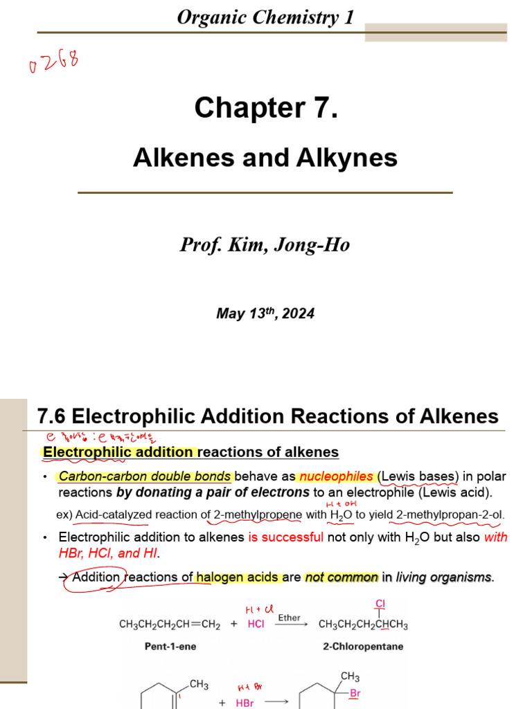 Org Chem 1 - 05-13-2024 - Chap 7 | PDF | Chemical Reactions | Alkene