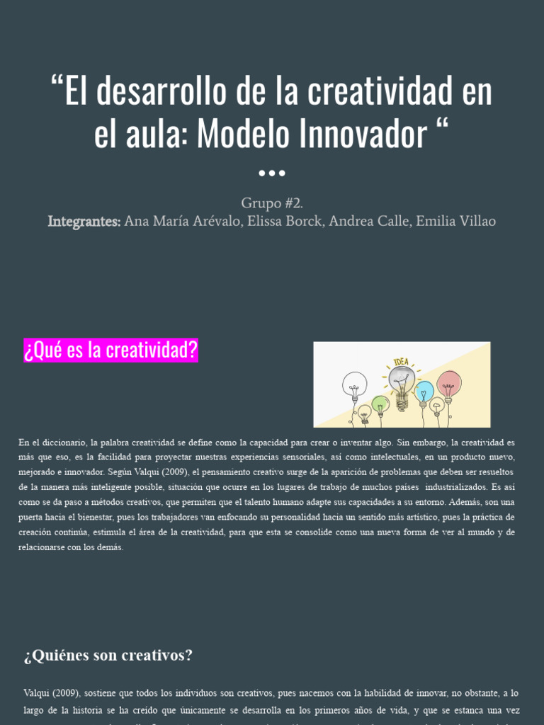 El Desarrollo de La Creatividad en El Aula - Modelo Innovador | PDF ...