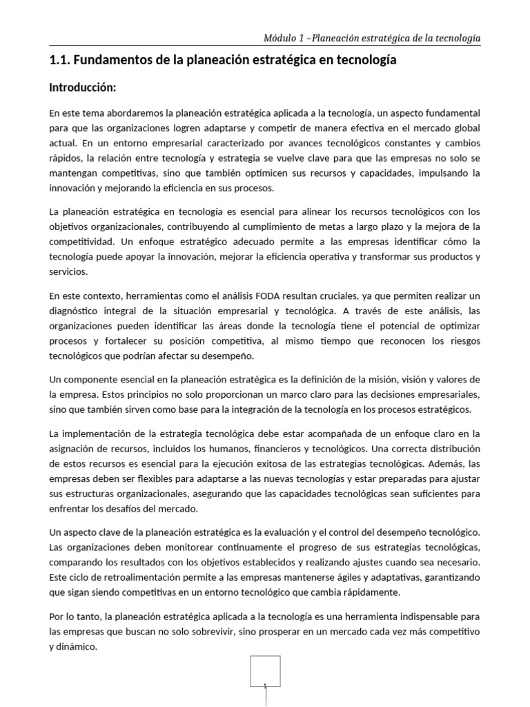 01 - Tema 1 - Fundamentos de la planeación estratégica en tecnología ...