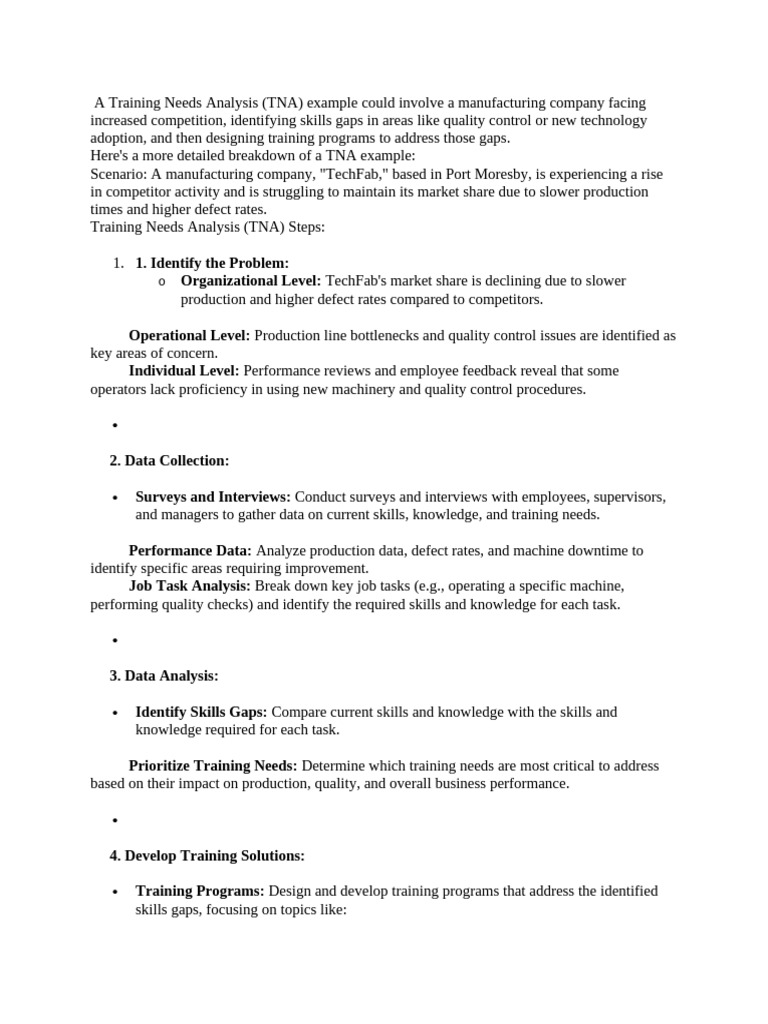 A Training Needs Analysis Pdf Data Analysis Business