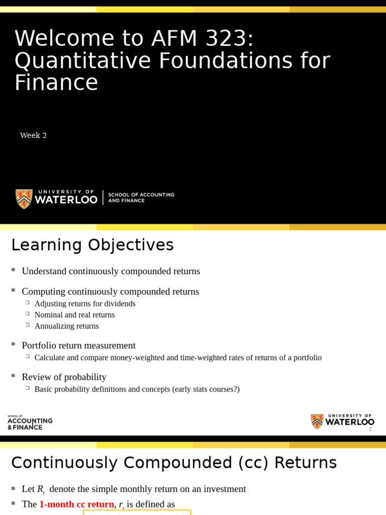 Continuously Compounded Returns in Finance | PDF | Probability ...