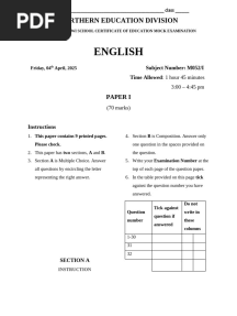 NED MOCK ENG P1 2025