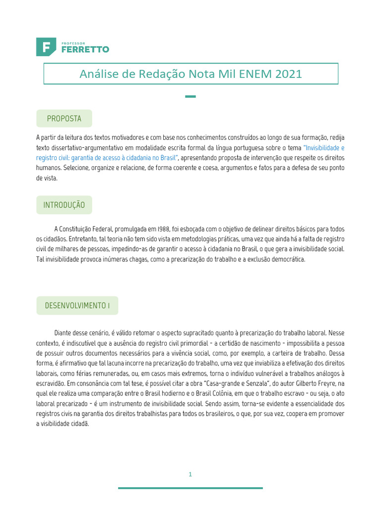 Redacao Nota Mil 2021 | PDF | Democracia | Ideologias Políticas