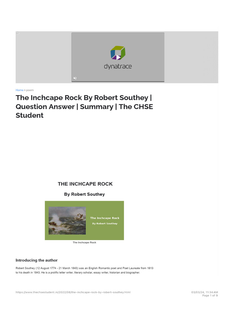 The Inchcape Rock By Robert Southey | Question Answer | Summary | The ...