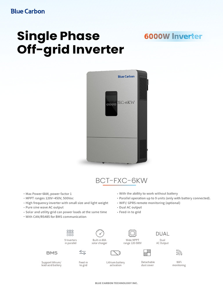 BCT-FXC-6KW Inverter Overview | PDF | Power Inverter | Alternating Current