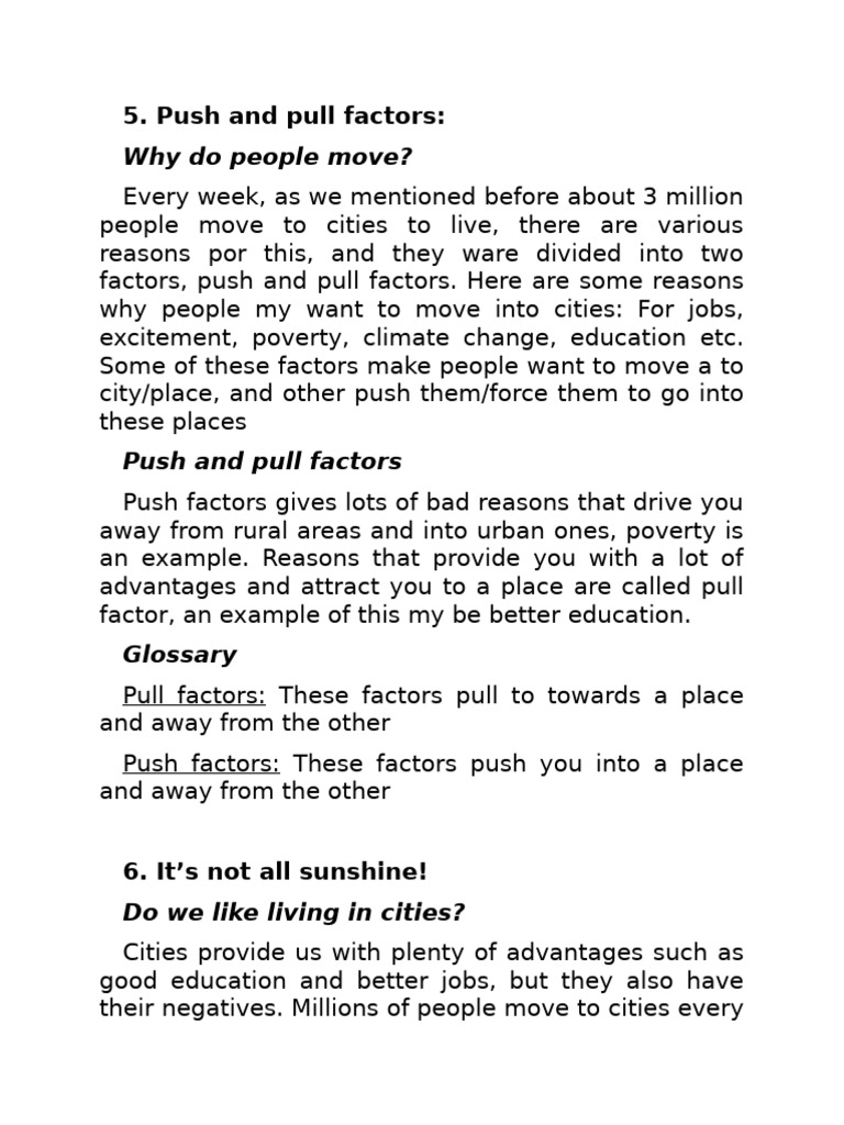 Urban Migration: Push and Pull Factors | PDF | Slum | Sustainability