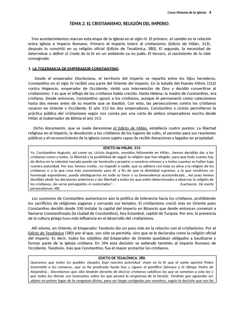 Oficialización del Cristianismo en Roma | PDF | Constantino el grande