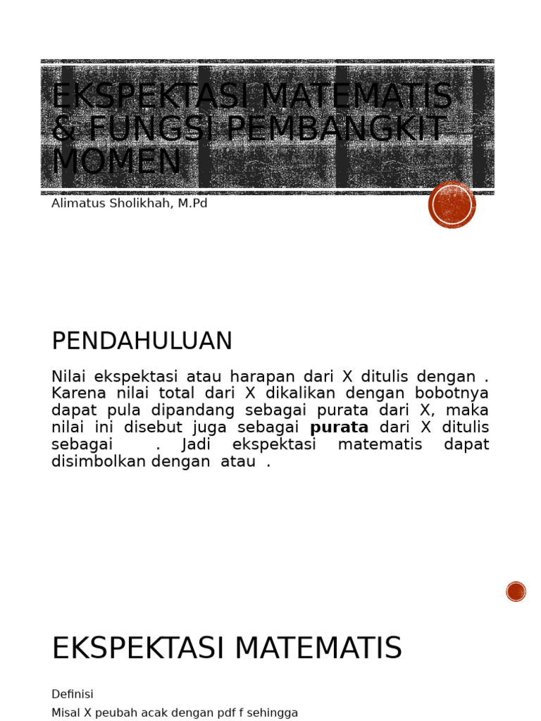 Ekspektasi Matematis dan MGF | PDF