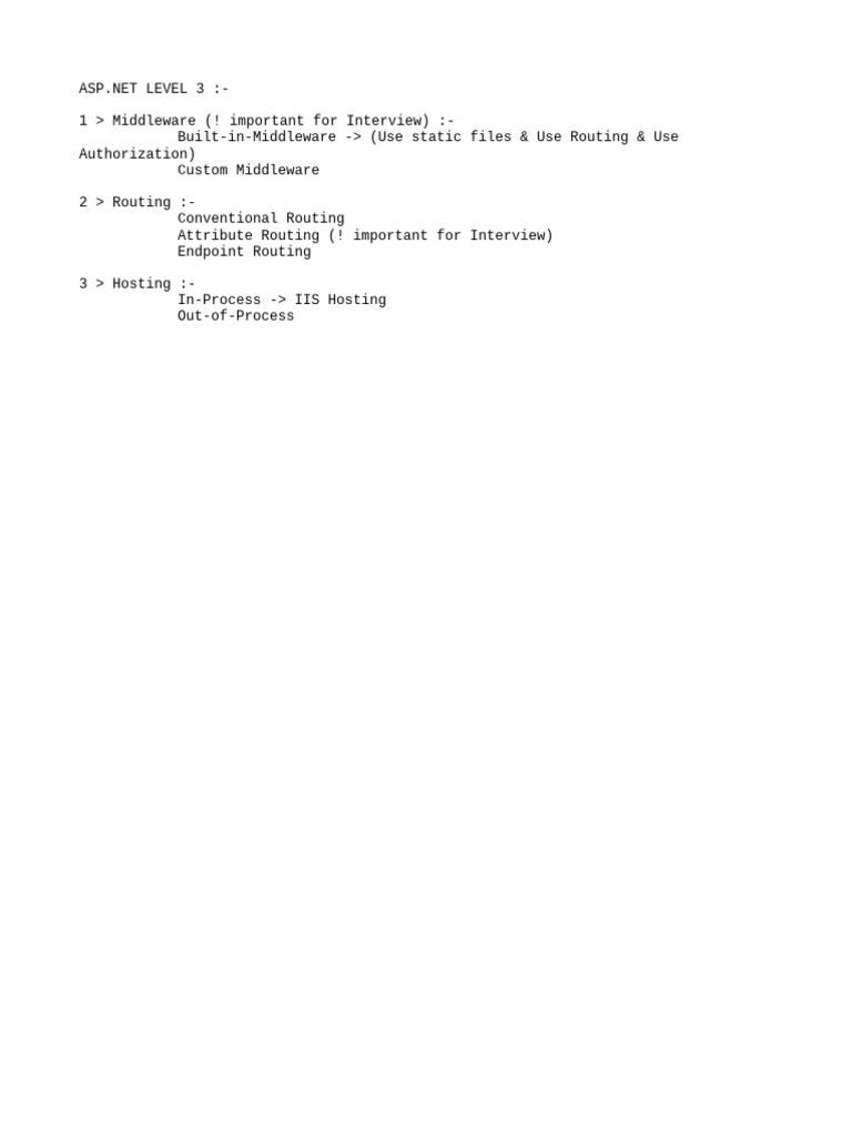 ASP.NET Level 3: Middleware & Routing Guide | PDF