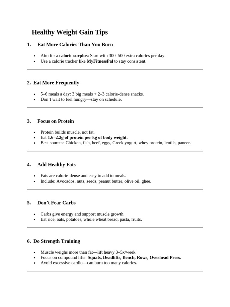 ?? Healthy Weight Gain Tips | PDF