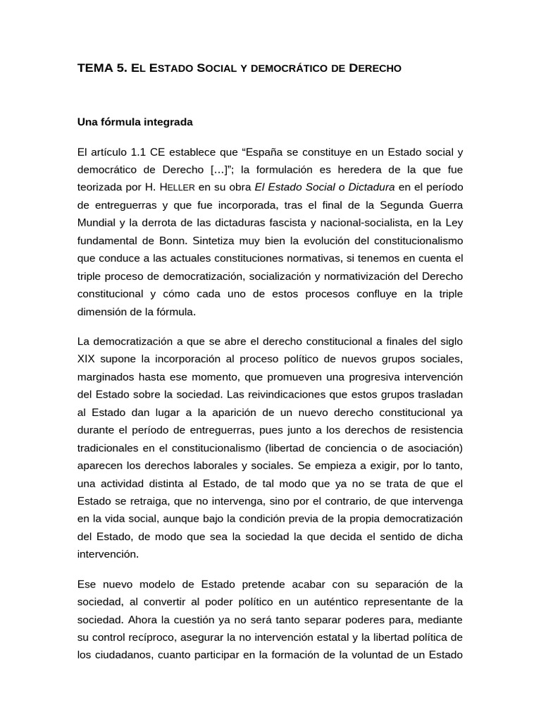 Tema 5 El E Social y Democratico de Derecho | PDF | Democracia ...