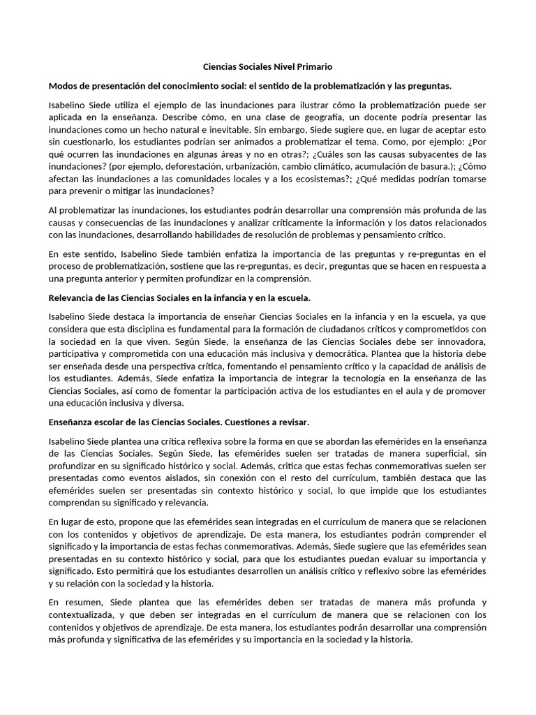 Problemáticas en la Enseñanza de Ciencias Sociales | PDF | Plan de ...
