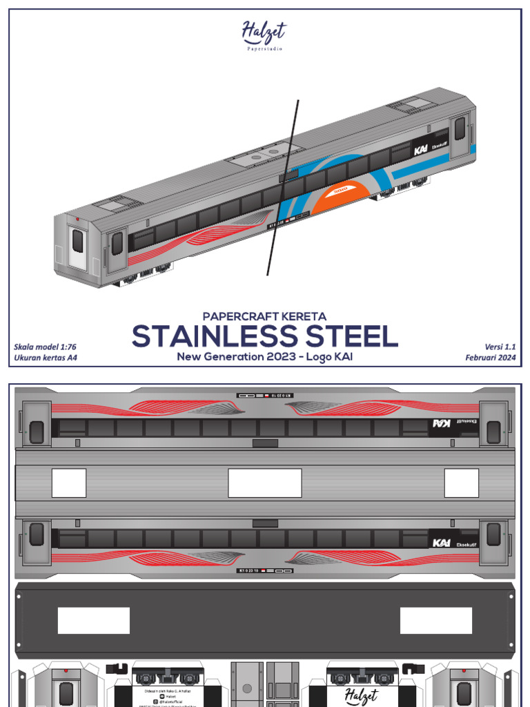 (Halzet) Papercraft Kereta Stainless Steel NG (BETA) | PDF