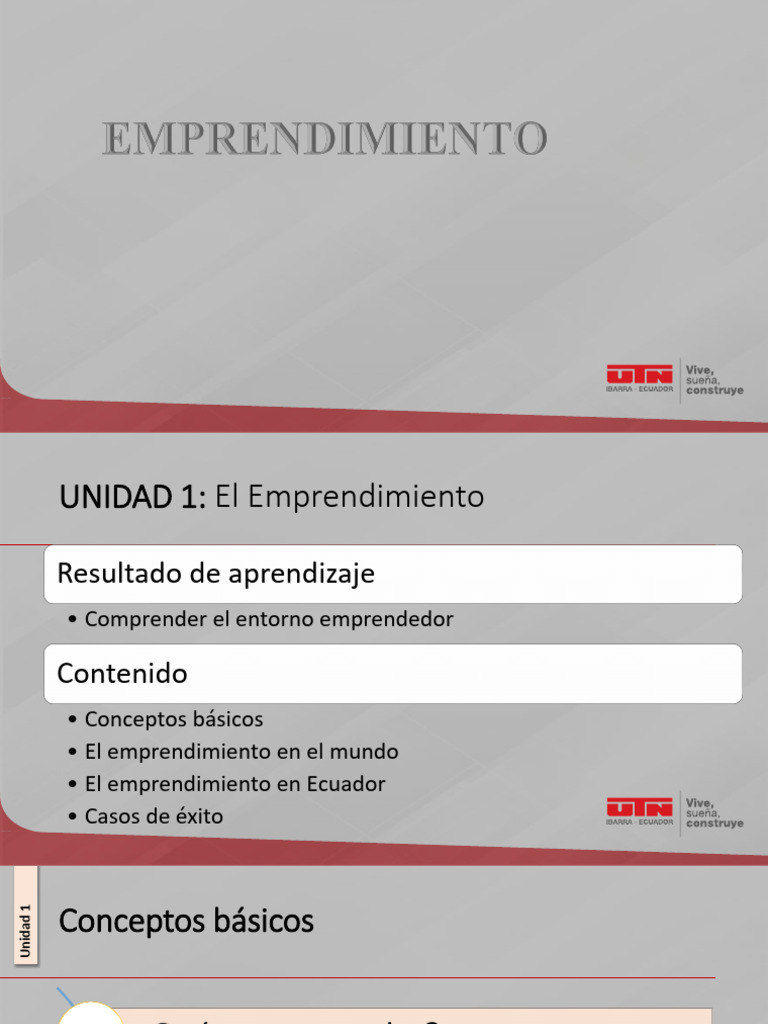 Emprendimiento Presentación Unidad I | PDF | Iniciativa empresarial ...