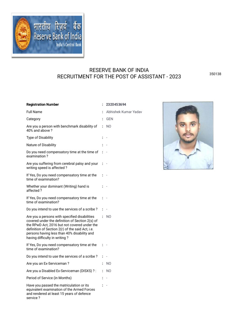 RBI Assistant 2023 Application Details | PDF