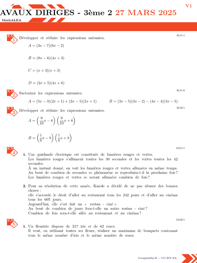 Exercices de mathématiques pour 3ème | PDF | Théorie de la complexité ...