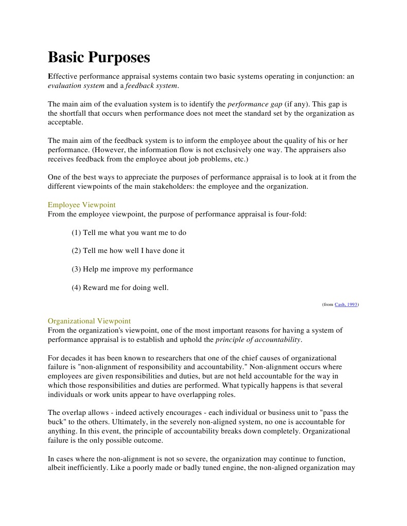 Performance Appraisal: Purpose & Accountability | PDF
