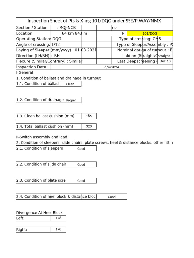 PTS & X-ING Inspection Proforma | PDF | Rail Infrastructure ...