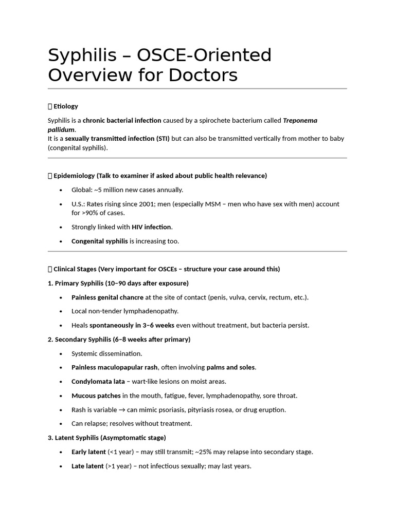 Syphilis | PDF | Medicine | Diseases And Disorders