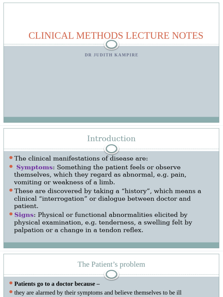 Clinical Methods Lecture 1 | PDF | Physical Examination | Hemorrhoid