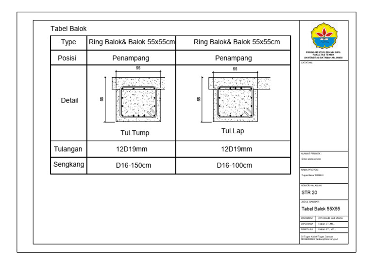 Tabel Balok 55X55cm | PDF