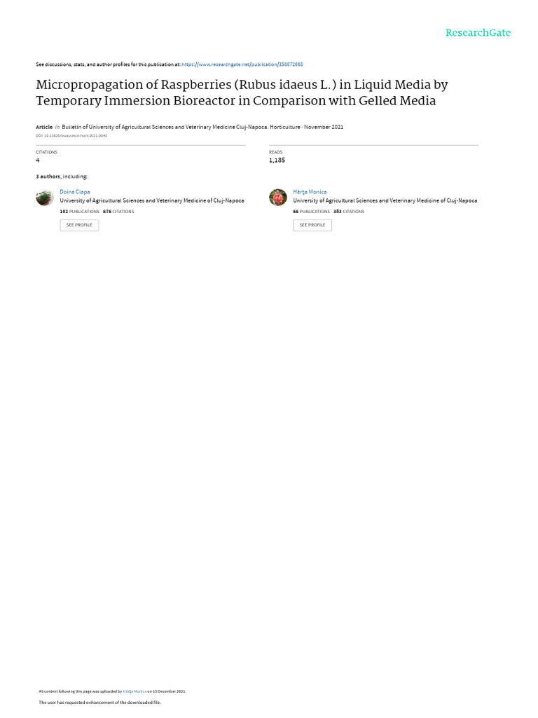 Micropropagation of Raspberries (Rubus Idaeus L.) in Liquid Media by ...