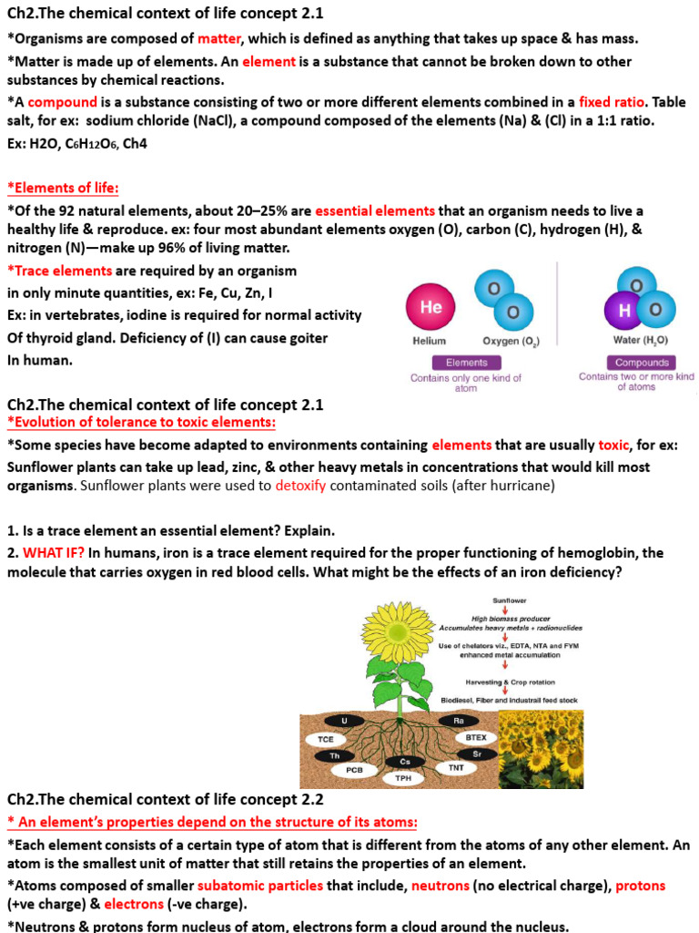 Ch2 AP Bio | PDF | Chemical Bond | Atoms