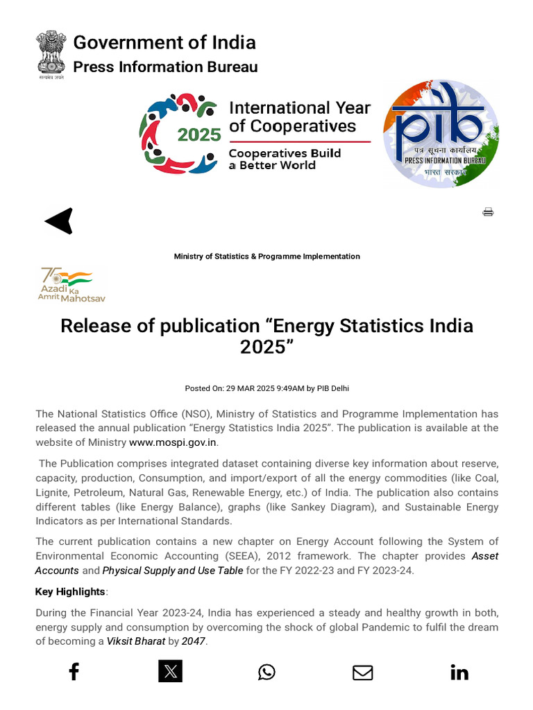 Energy Statistics PIB 2025 | PDF | Renewable Energy | Watt