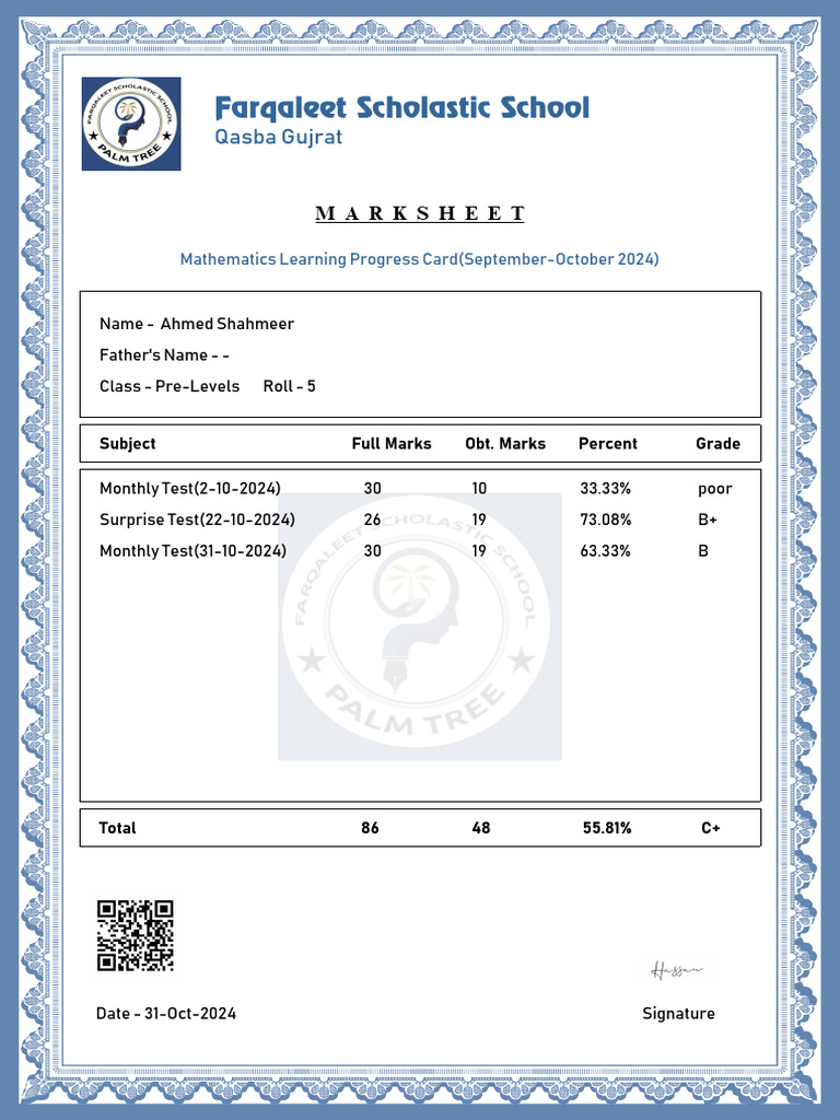 Shahmeer Ahmed's Math Progress Report | PDF