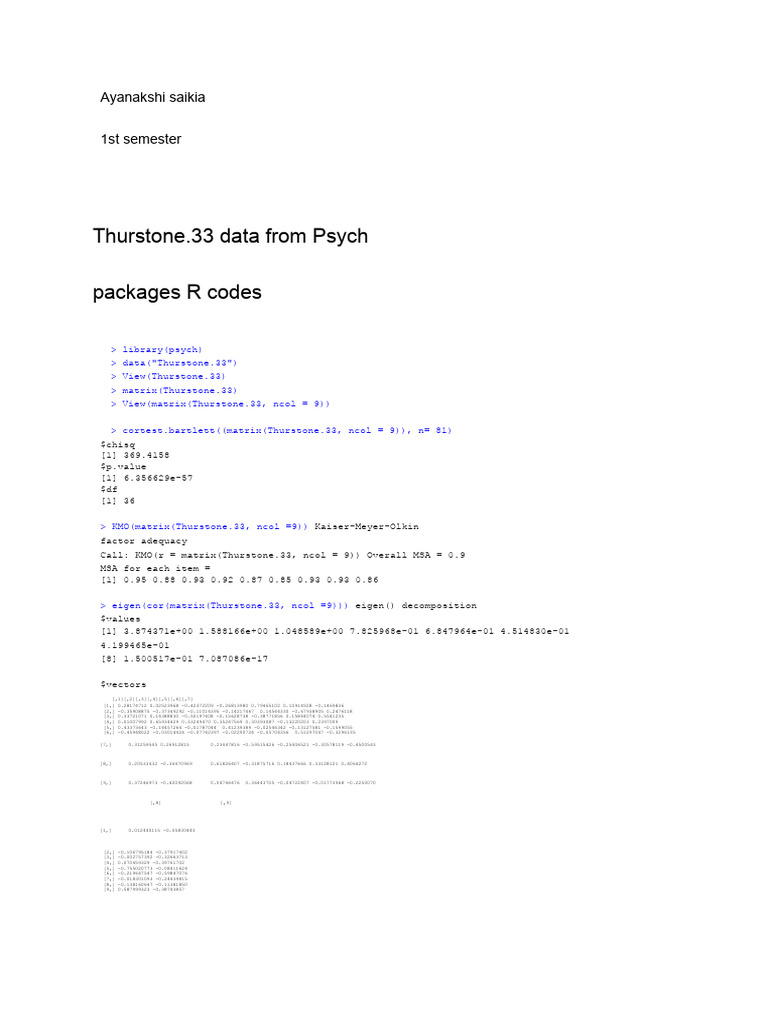R-Code Stats Assignement | PDF | Factor Analysis | Statistical Theory