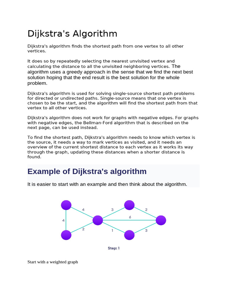 Dijkstra's Algorithm for Shortest Paths | PDF