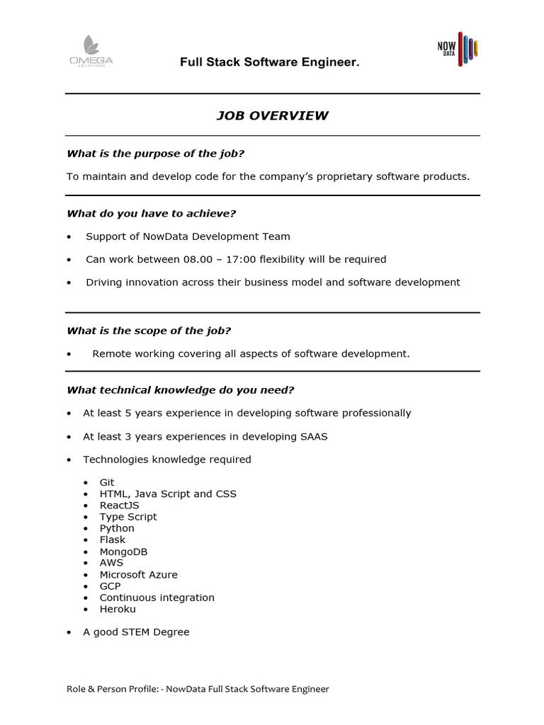 2 NowDatsa Software Engineer Role Profile | PDF