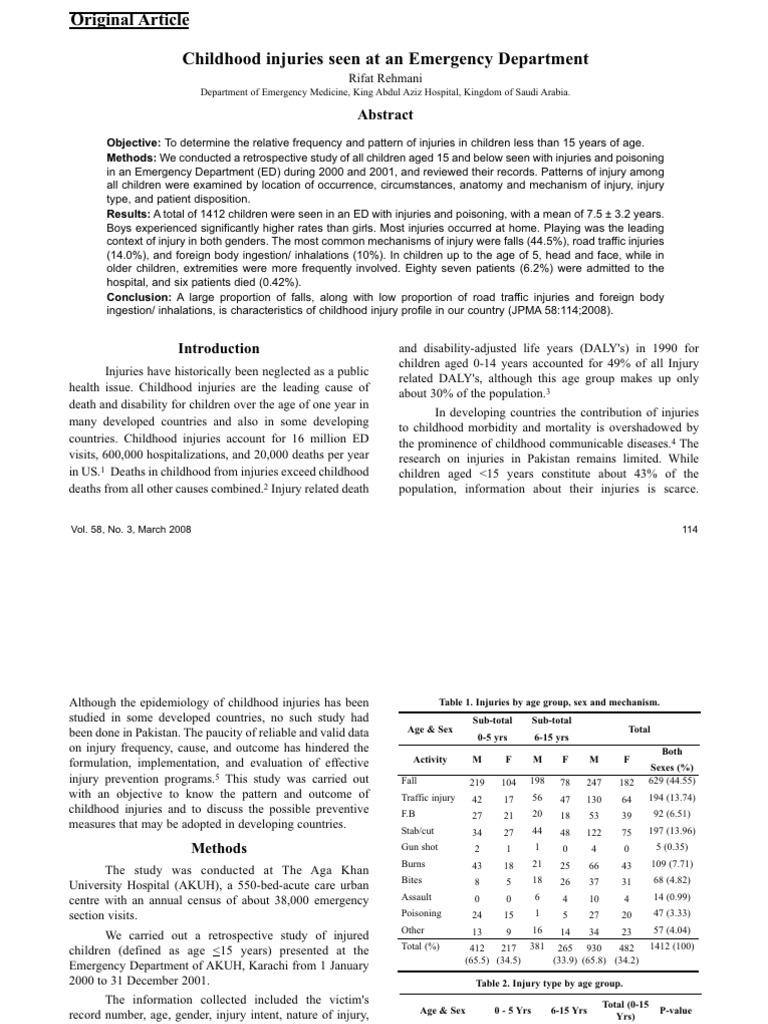 Children Injury Pakistan | PDF | Anesthesia | Medical Specialties