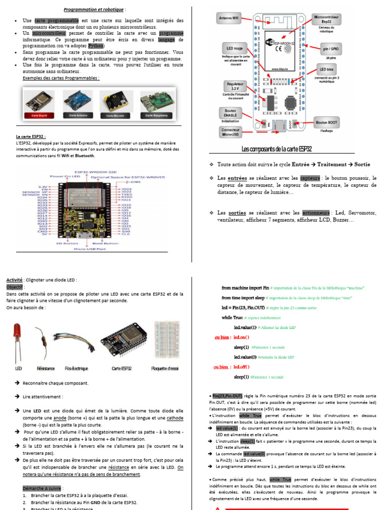 Clignotement LED avec ESP32 et Python | PDF | Programme informatique ...