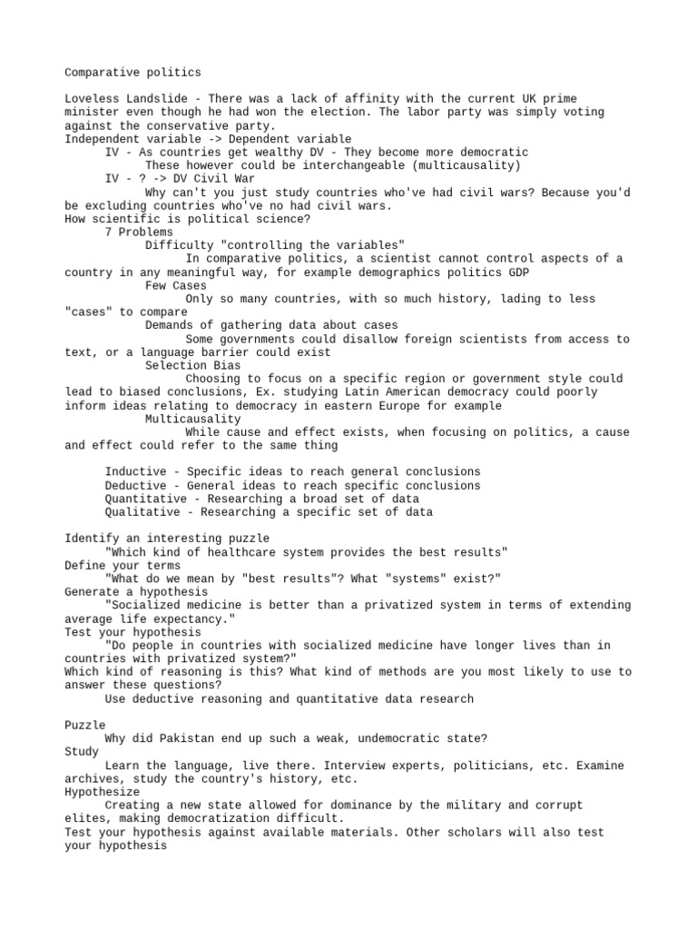 Comparative Politics Key Concepts Explained Pdf Parliamentary