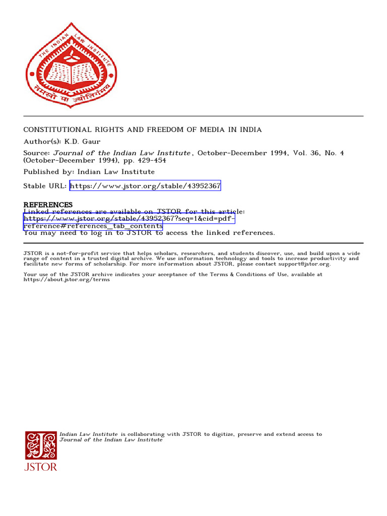 Constitutional Rights and Freedom of Media in India | PDF | Censorship ...