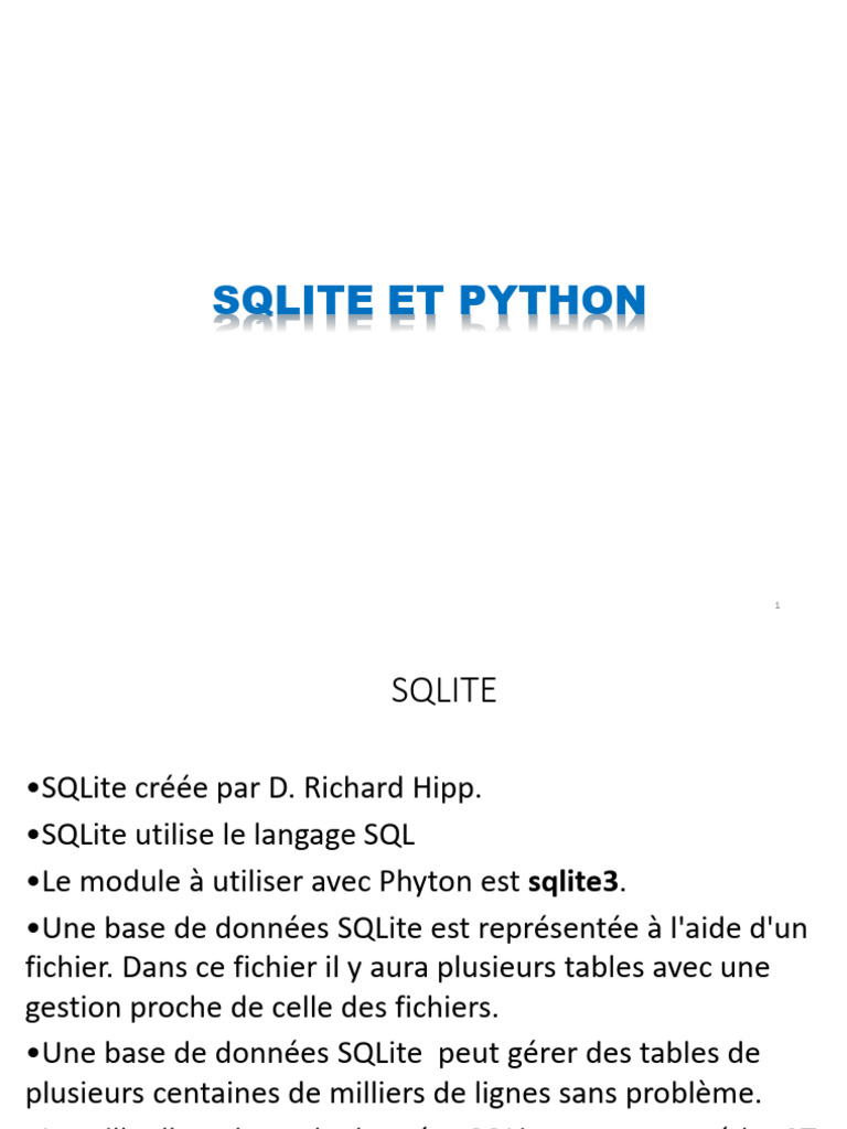 Intégration de SQLite avec Python | PDF | SQL | Recherche d'information