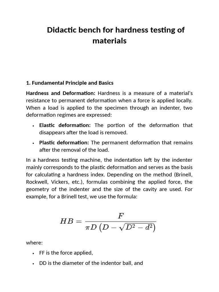 Hardness Testing Bench for Materials | PDF | Deformation (Engineering ...
