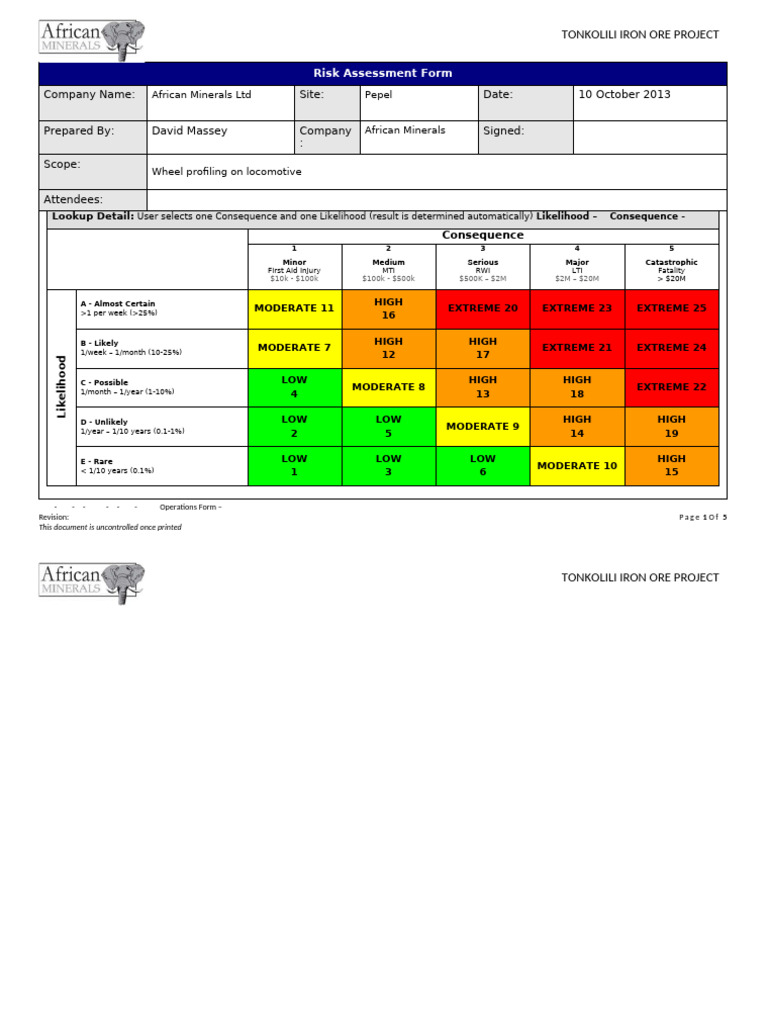 Risk Assessment for Locomotive Wheel Profiling | PDF | Minerals | Safety