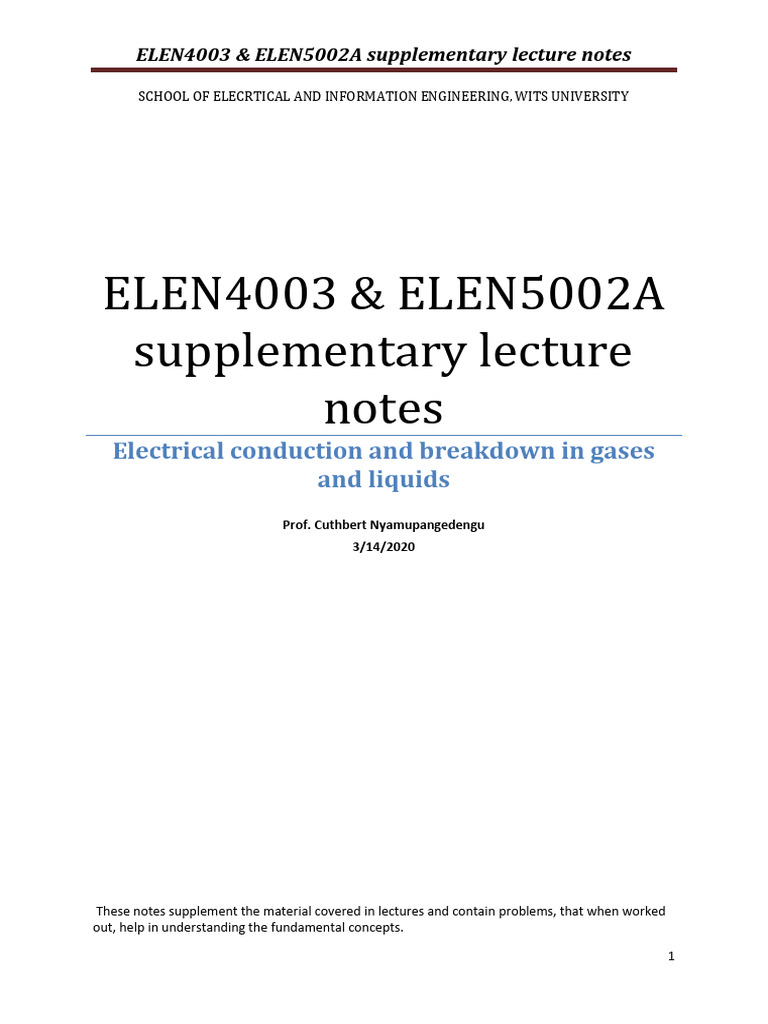 Electrical Conduction in Gases & Liquids | PDF | Electrical Breakdown ...