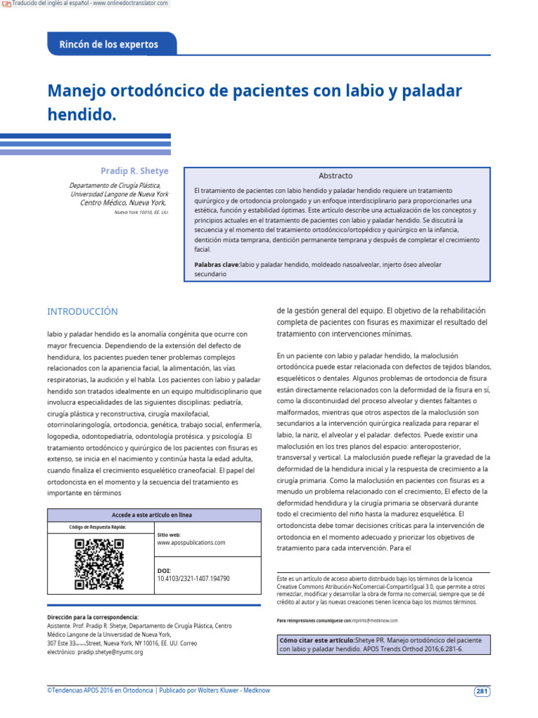 Manejo ortodóncico en fisuras labiales | PDF | Ortodoncia | Odontología